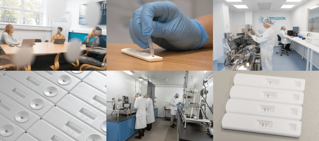 several shots of lateral flow contract manufacturing at Abingdon Health